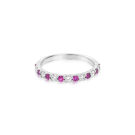 14K White Gold Pink Sapphire And Diamond Ring (.46ctw)