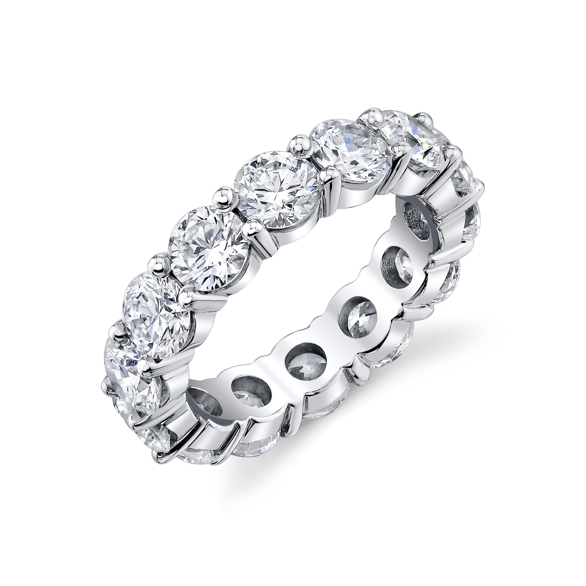 14K White Gold Round Brilliant Diamond Eternity Ring (5.01ctw)