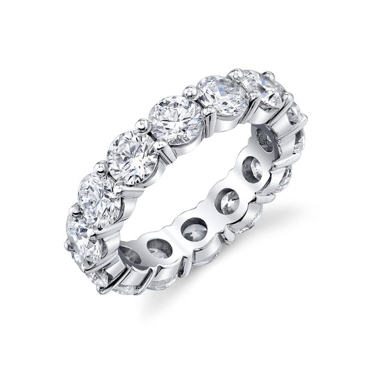 14K White Gold Round Brilliant Diamond Eternity Ring (5.01ctw)