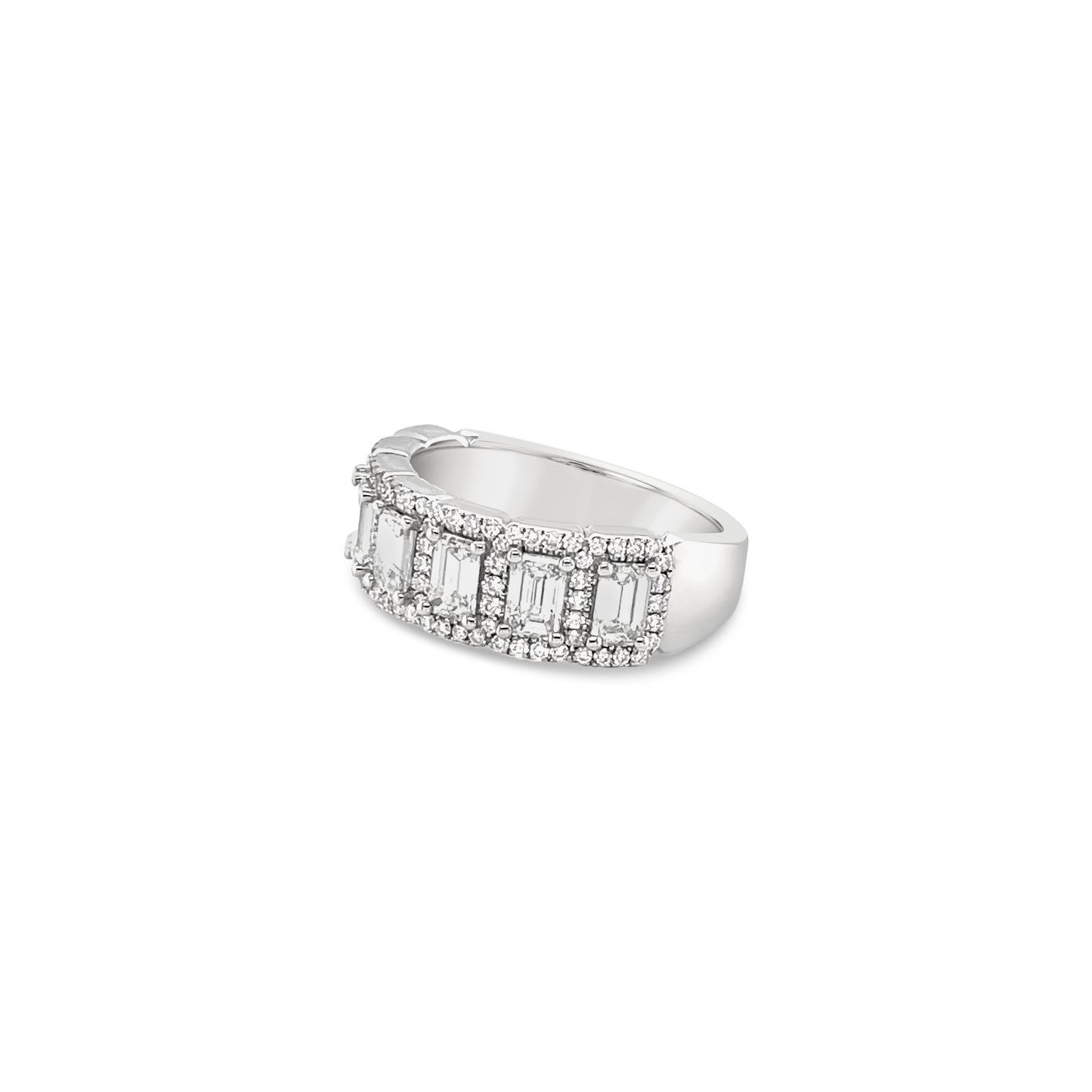 14K White Gold Emerald Cut And Round Diamond Ring (1.80ctw)