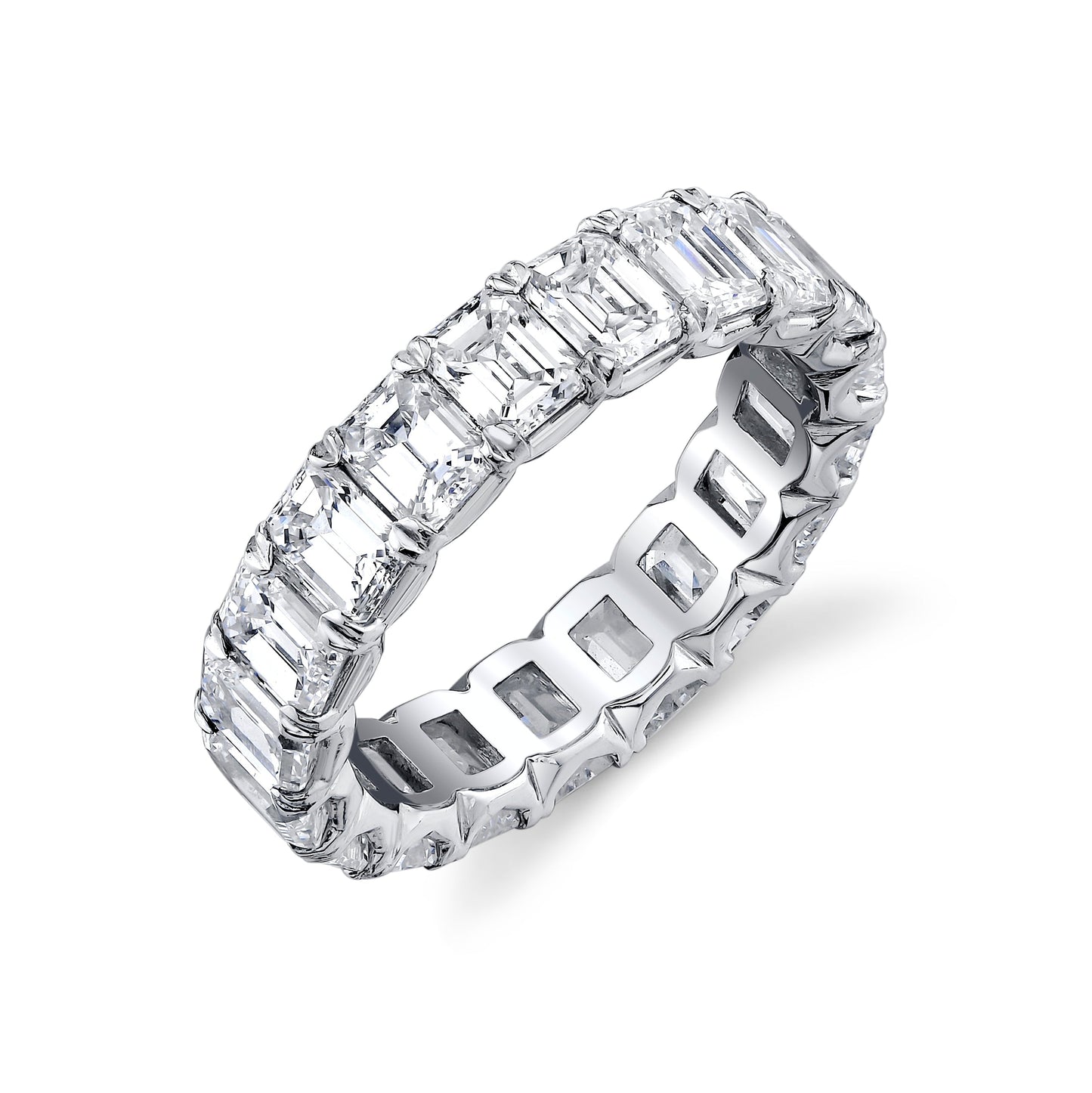 Platinum Emerald Cut Diamond Eternity Ring (4.90ctw)