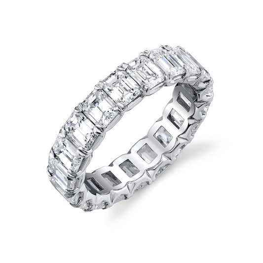 Platinum Emerald Cut Diamond Eternity Ring (4.90ctw)