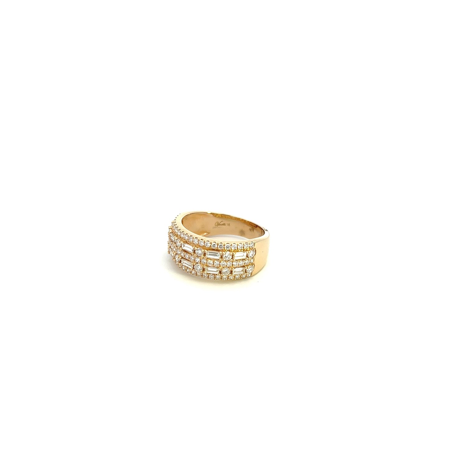14K Yellow Gold Baguette And Round Diamond Fashion Ring (1.03ctw) 