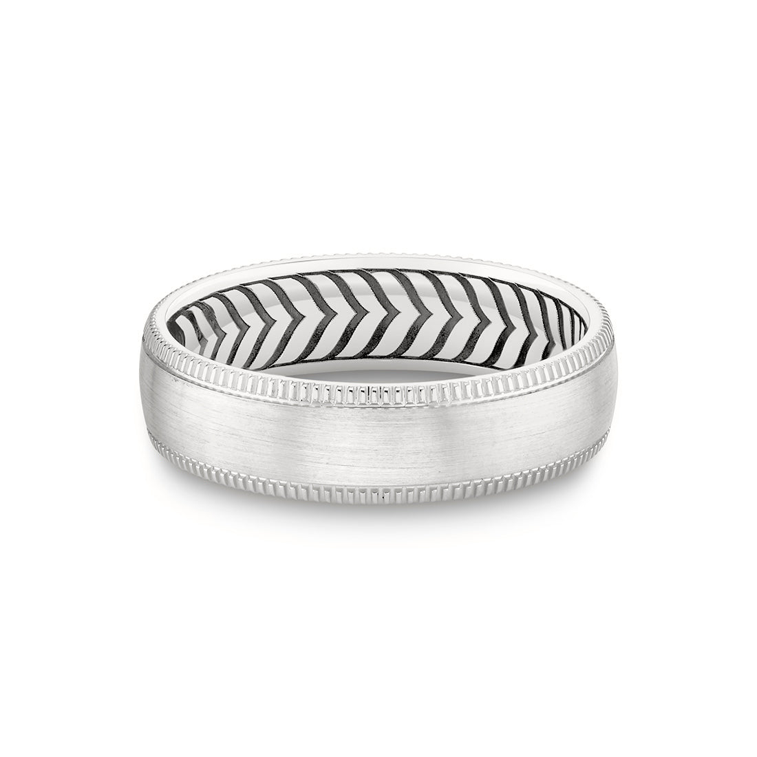 Shell Apex Brushed Mens Band with Milgrain Detailing - Edward