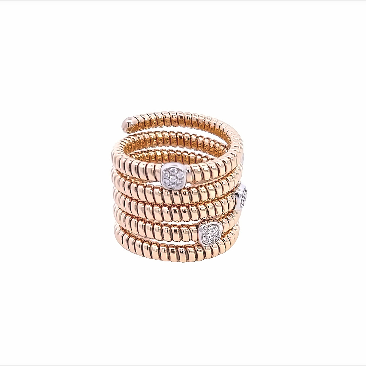 18K Yellow Gold Coiled Diamond Fashion Ring (.22ctw) 