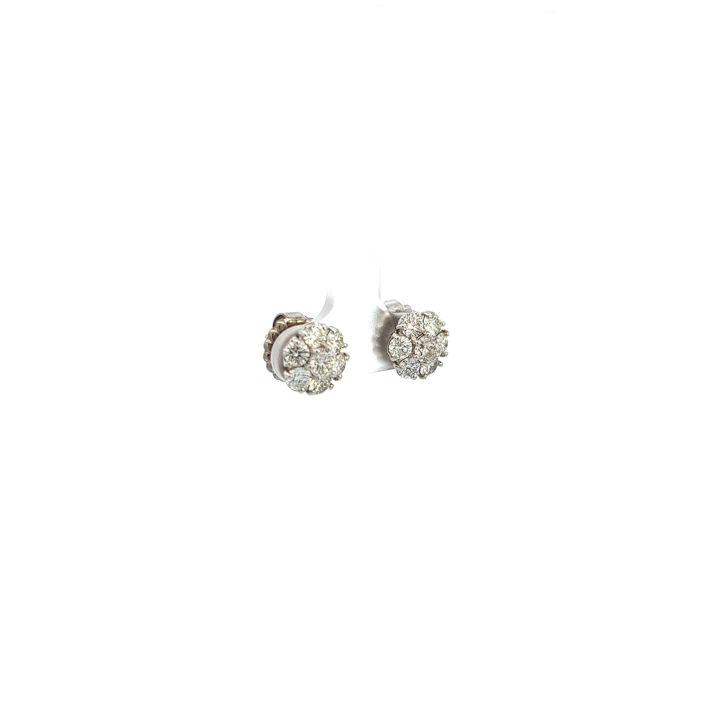 14K White Gold Diamond Flower Cluster Stud Earrings (2.12ctw) 