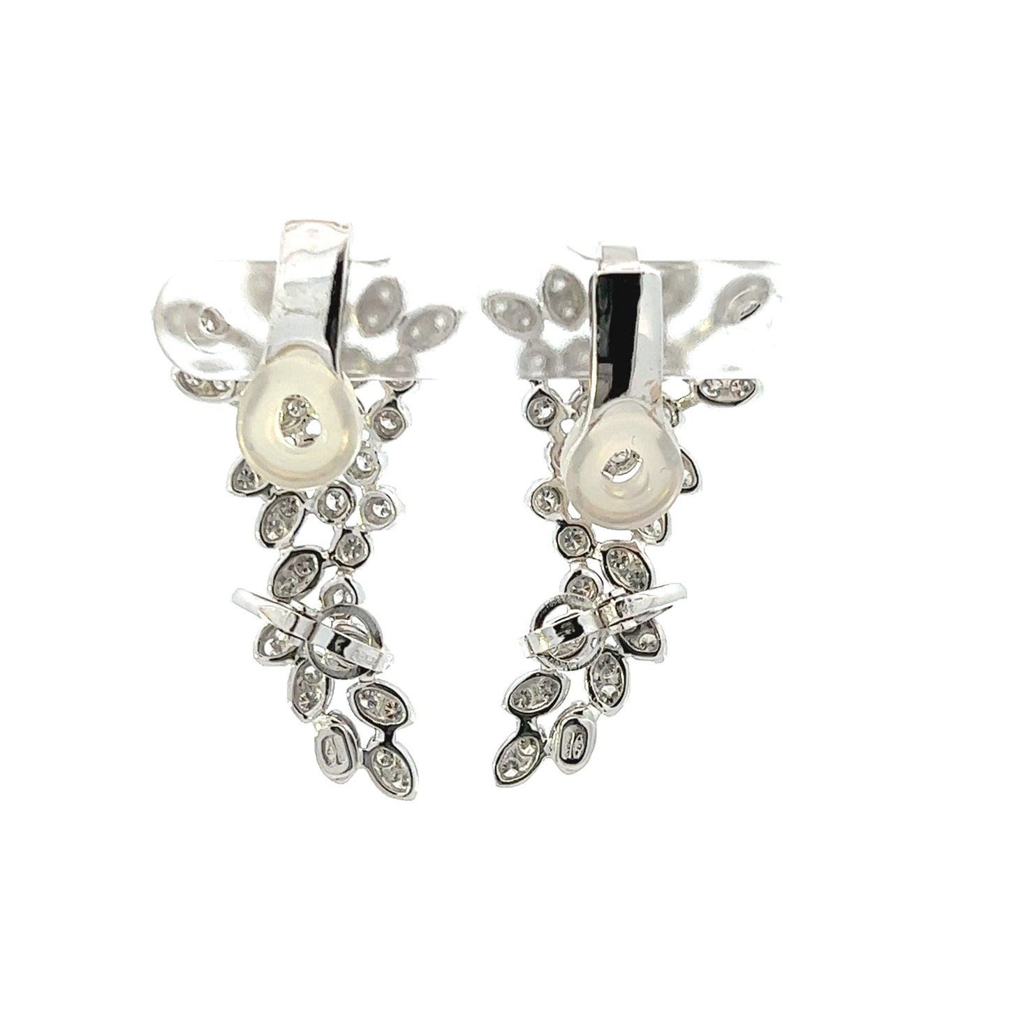 18K White Gold Cluster Diamond Ear Climbers (2.67ctw) 