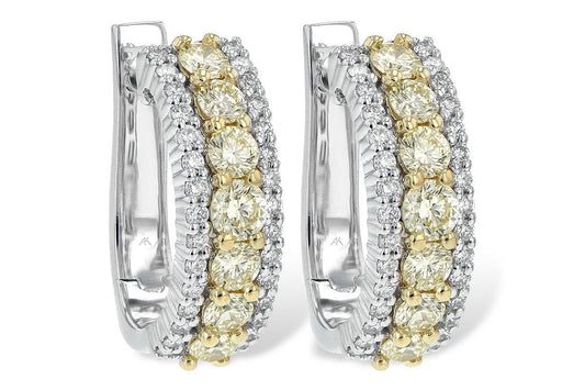 14K White Gold Yellow And White Diamond Earrings (1.55ctw)