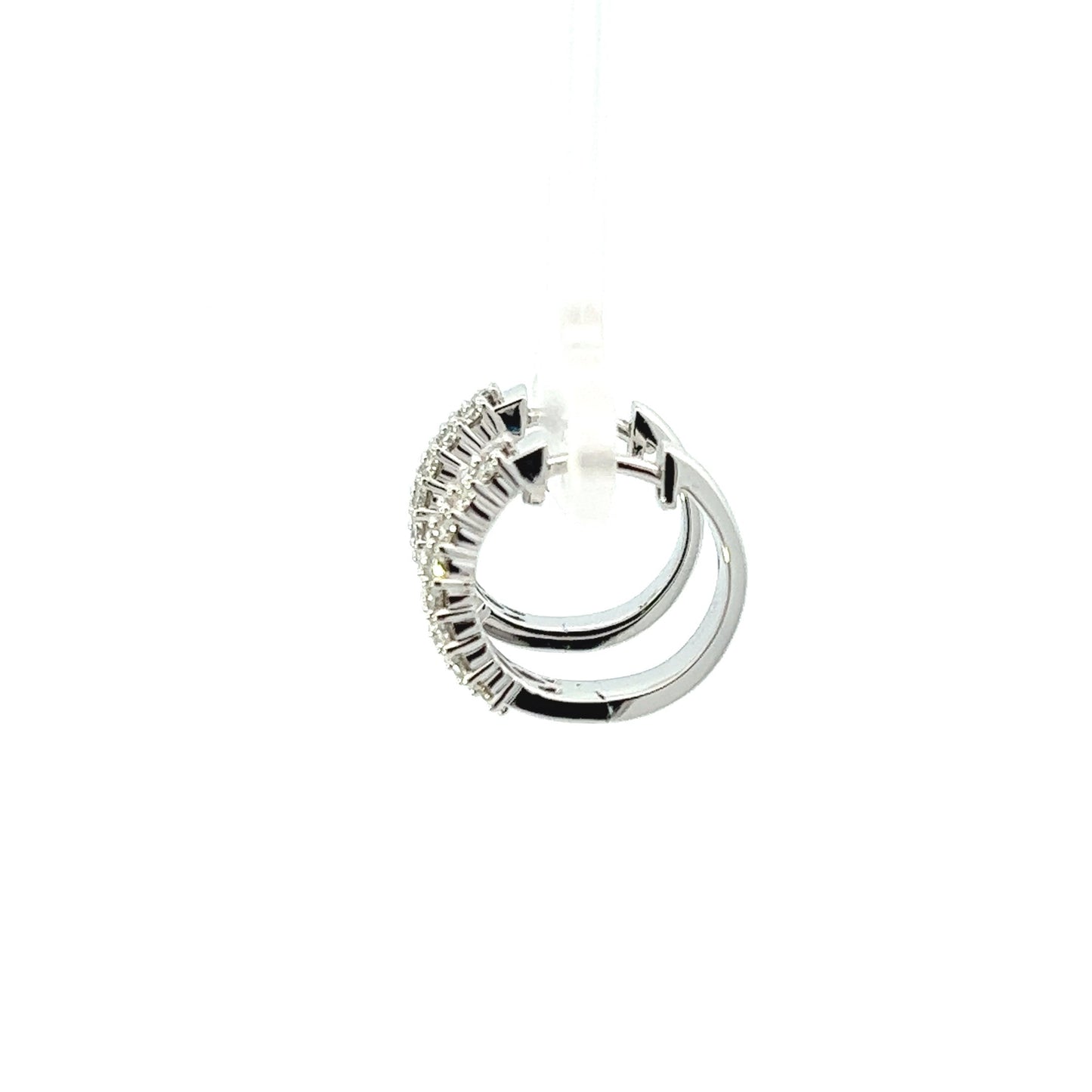 14K White Gold Three Row Pave Diamond Hoop Earrings (1ctw) 