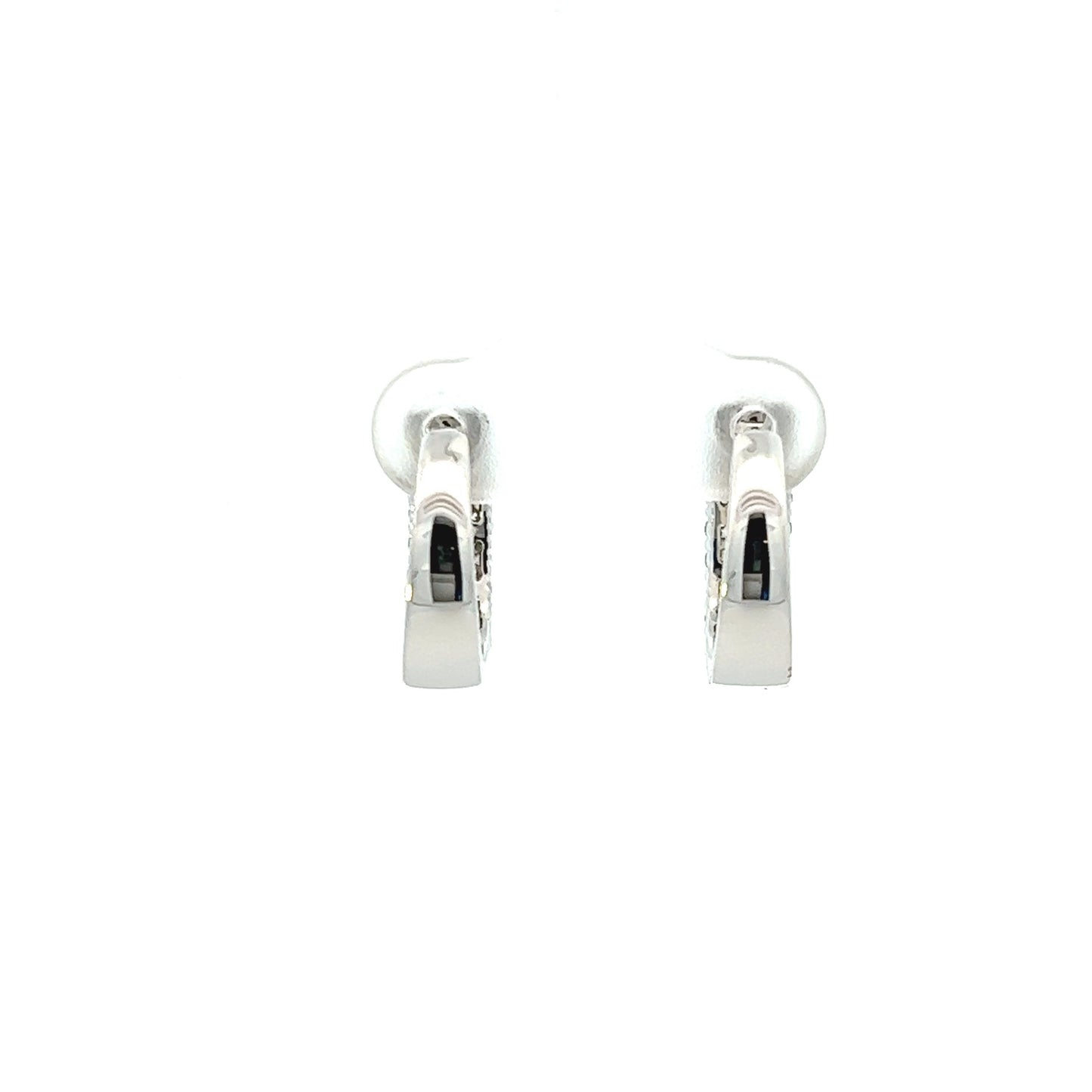 14K White Gold Three Row Pave Diamond Hoop Earrings (1ctw) 
