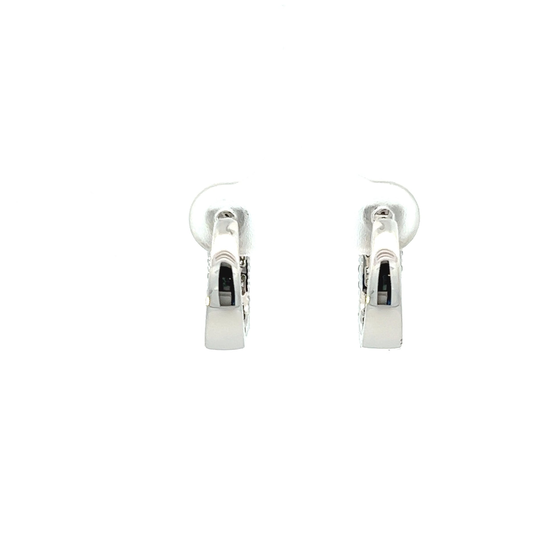 14K White Gold Three Row Pave Diamond Hoop Earrings (1ctw) 