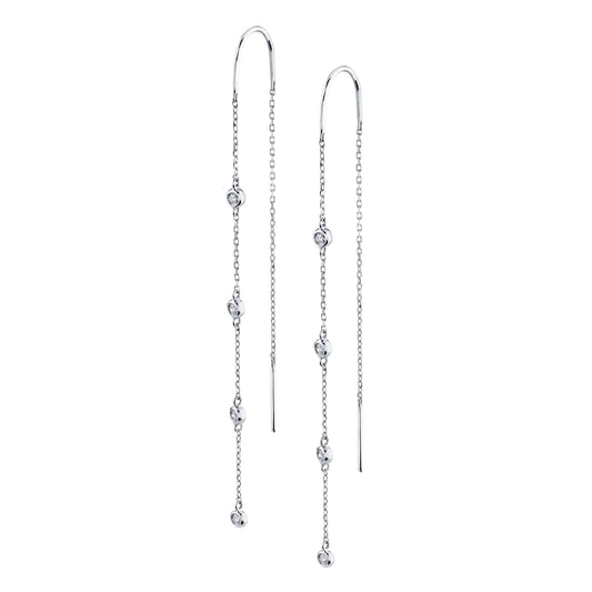 14K White Gold Bezel Diamond Drop Earrings (.25ctw)