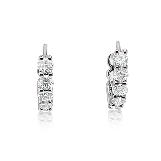 14K White Gold Shared Prong Diamond Hoops (1.60ctw) 
