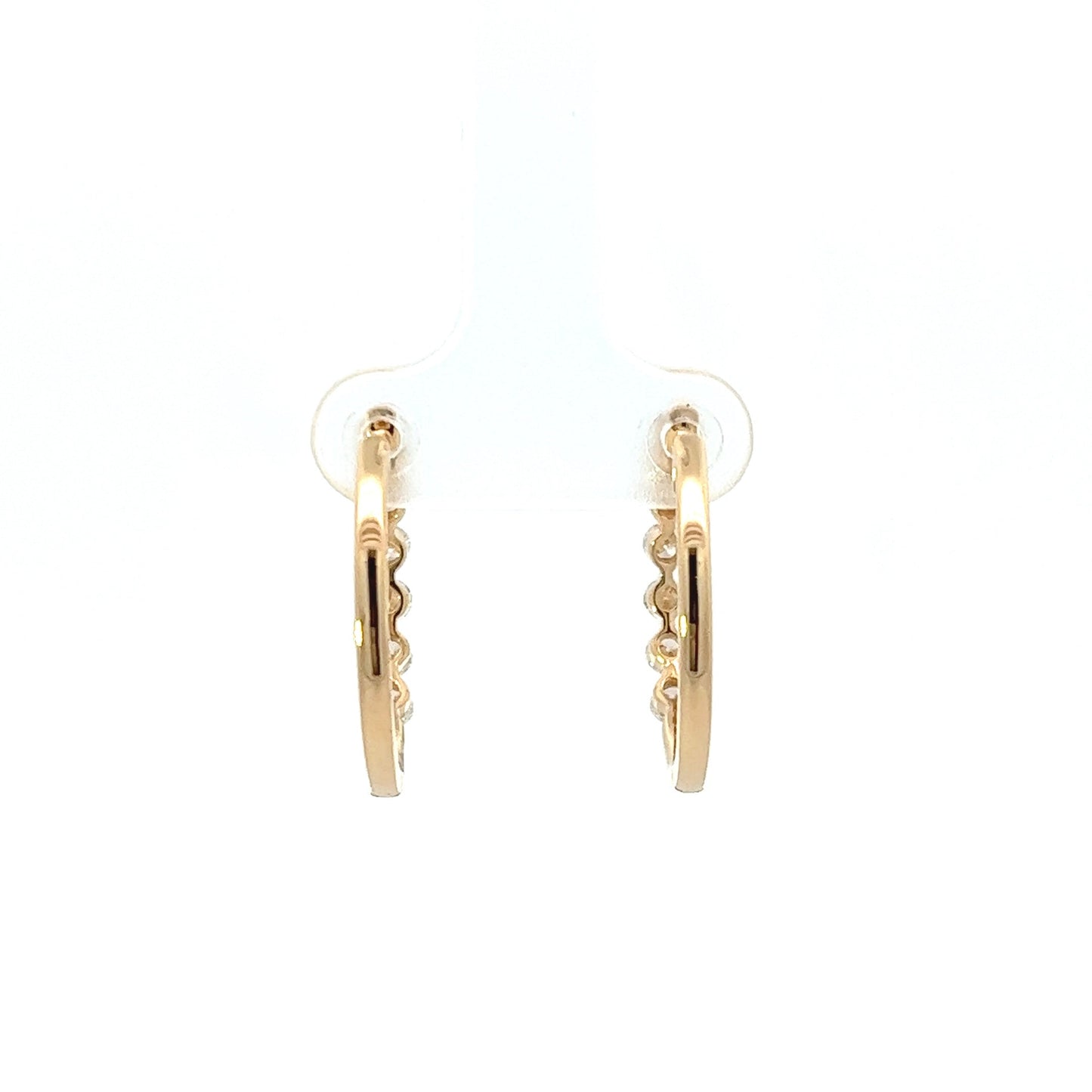 18K Yellow Gold Shared Prong Diamond Hoop Earrings (1ctw) 