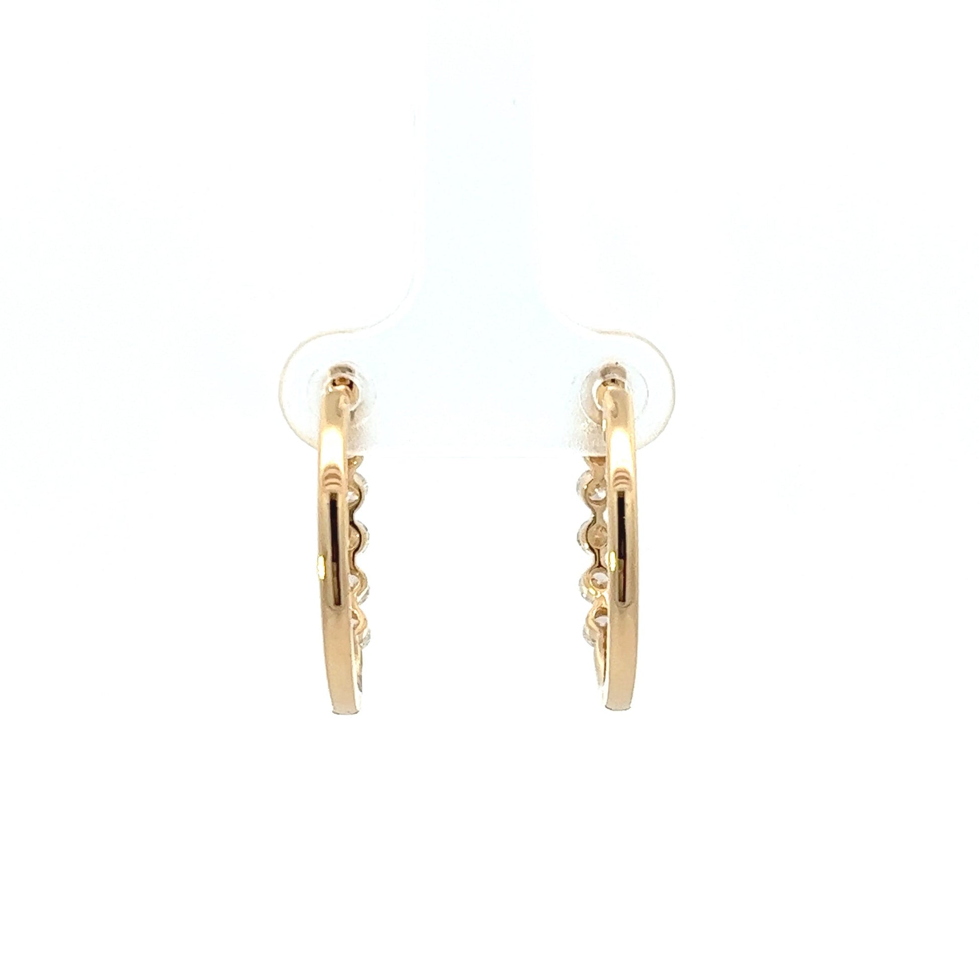 18K Yellow Gold Shared Prong Diamond Hoop Earrings (1ctw) 