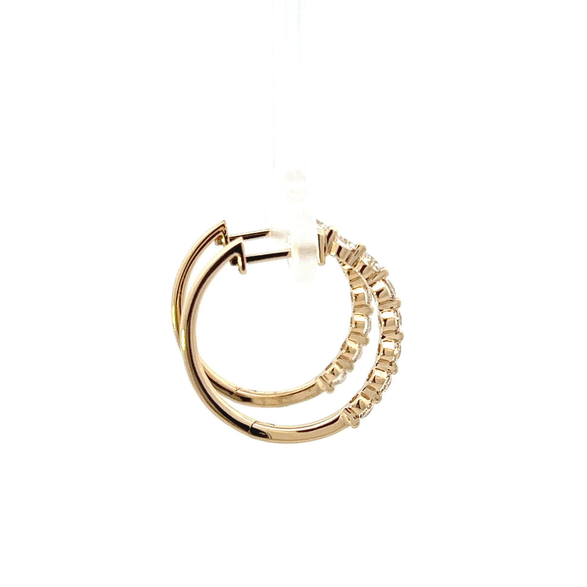 18K Yellow Gold Shared Prong Diamond Hoop Earrings (1ctw) 
