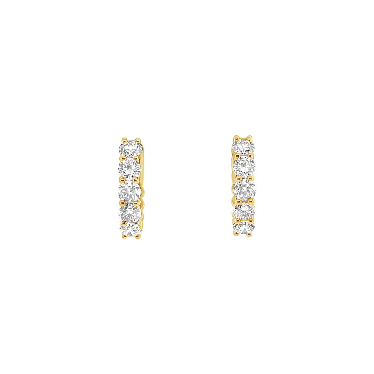 14K Yellow Gold Diamond Huggie Hoops (1.52ctw)