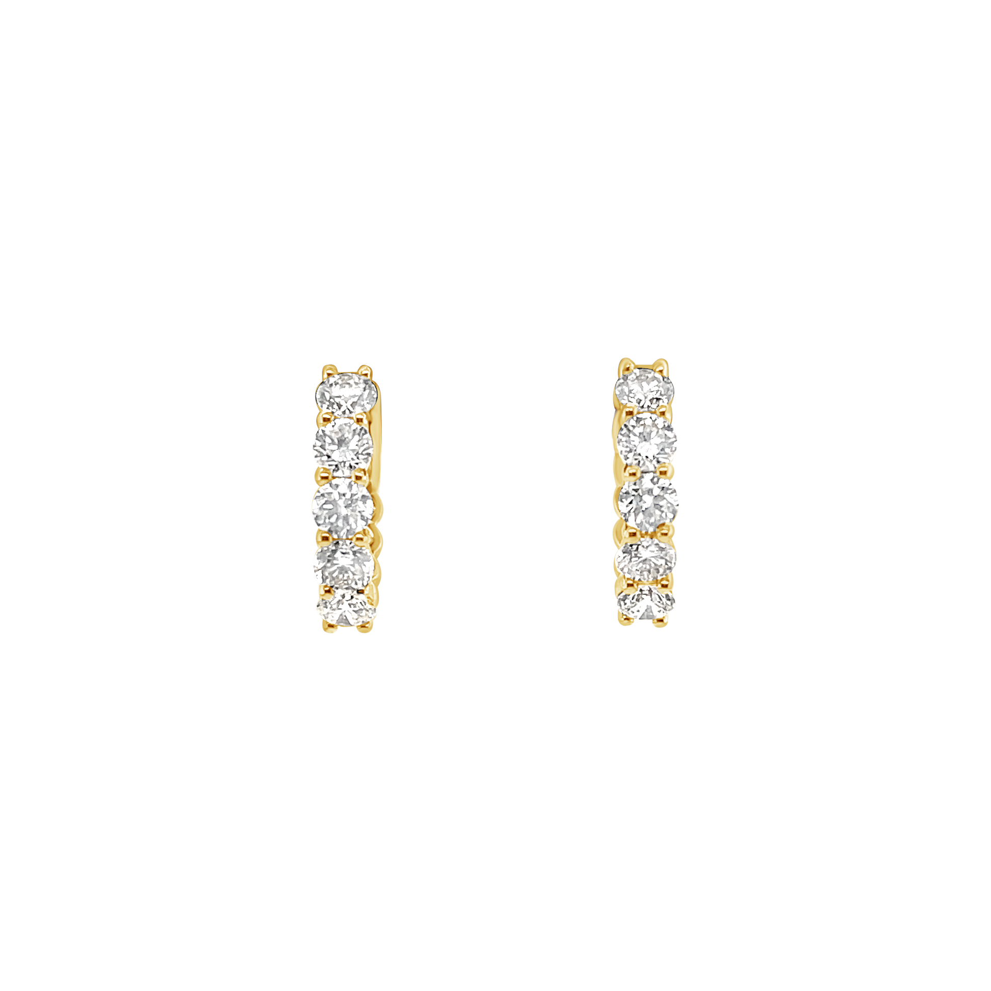 14K Yellow Gold Diamond Huggie Hoops (1.52ctw)