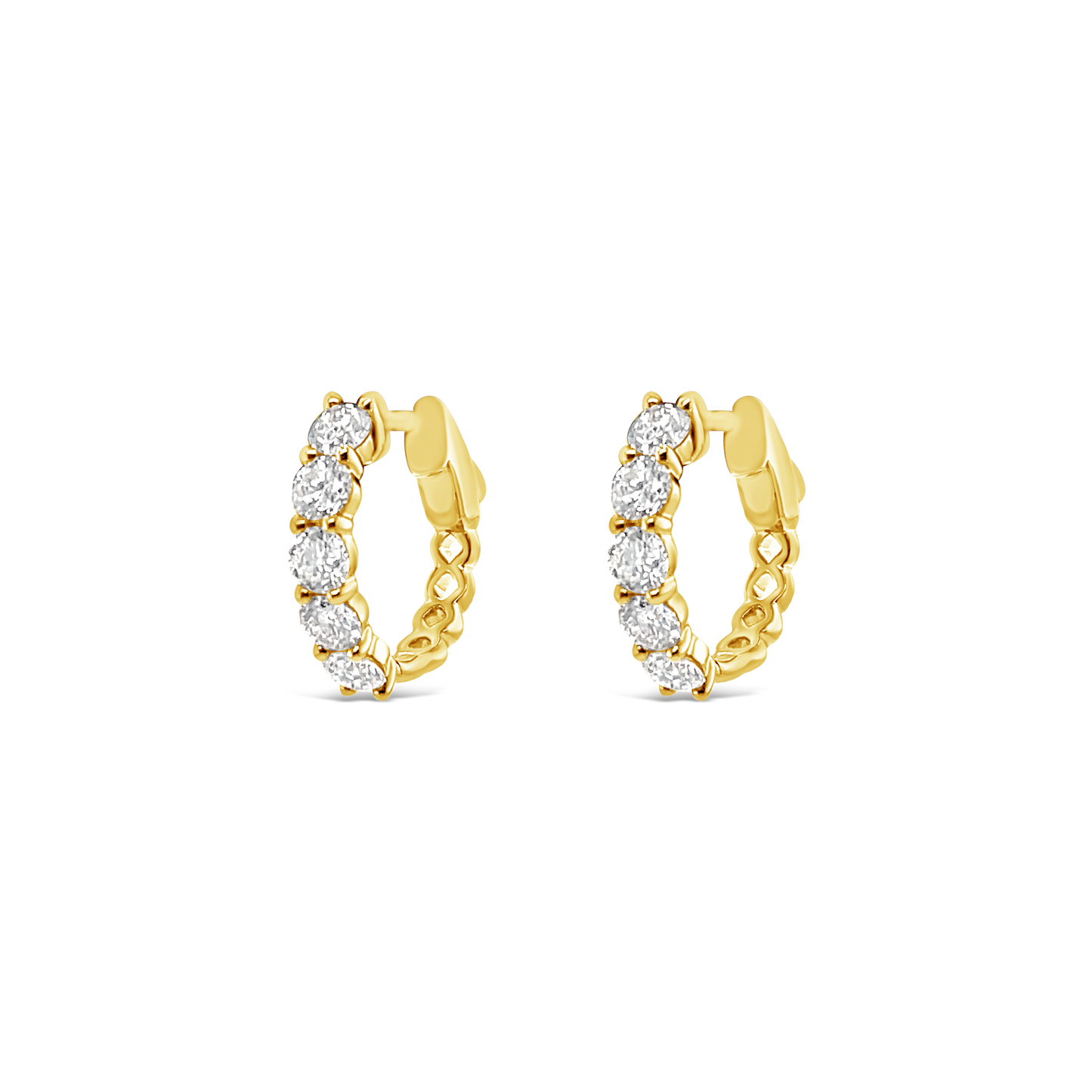14K Yellow Gold Diamond Huggie Hoops (1.52ctw)