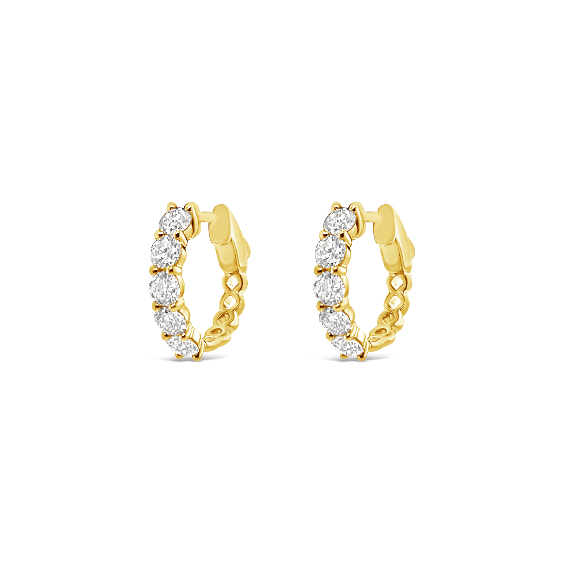 14K Yellow Gold Diamond Huggie Hoops (1.52ctw)