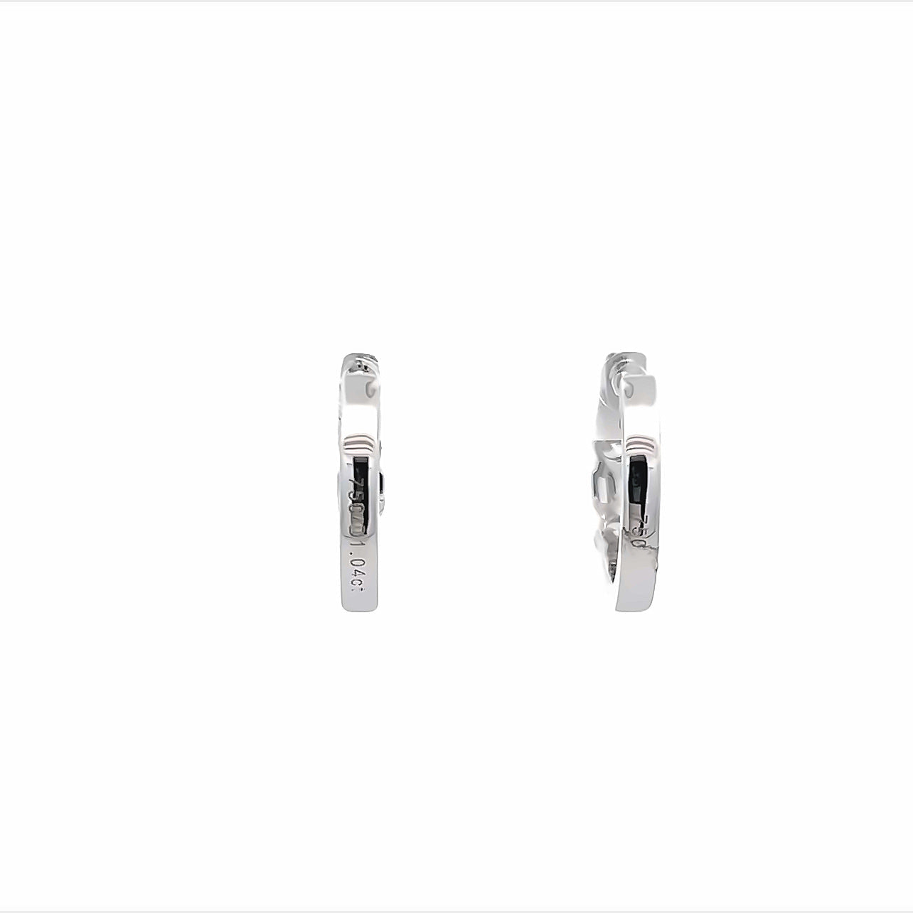 18K White Gold Baguette And Round Diamond Huggie Hoop Earrings (1.03ctw)
