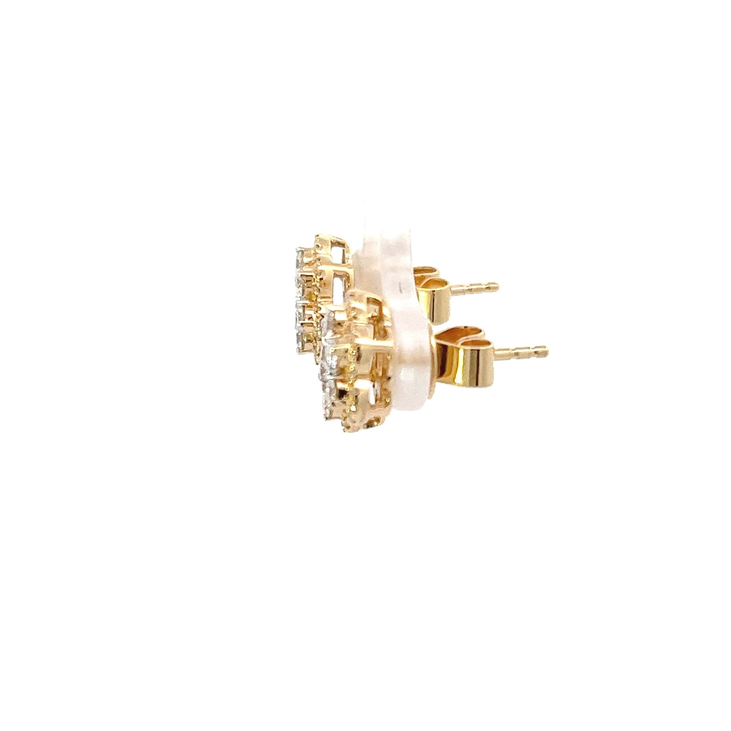 18K Yellow Gold Diamond Flower Cluster Stud Earrings (.81ctw) 