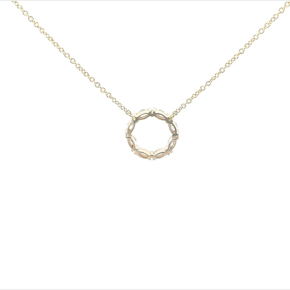 14K Yellow Gold Marquise Diamond Circle Pendant (.55ctw) 