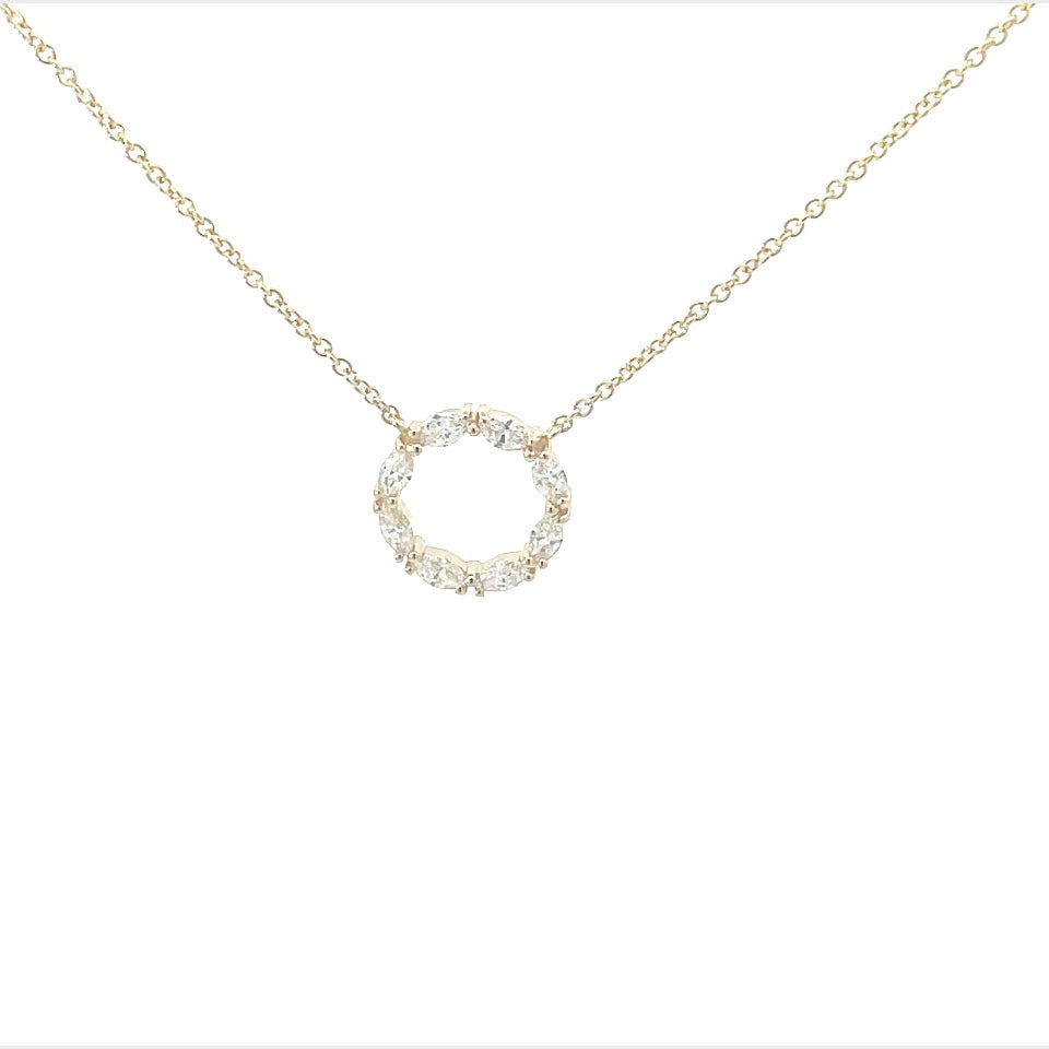 14K Yellow Gold Marquise Diamond Circle Pendant (.55ctw) 