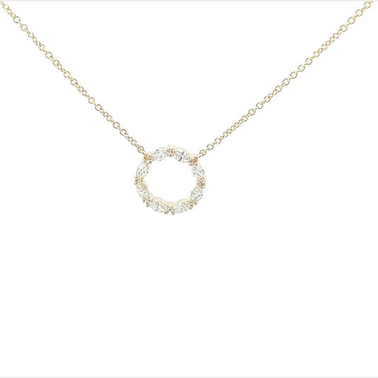 14K Yellow Gold Marquise Diamond Circle Pendant (.55ctw) 