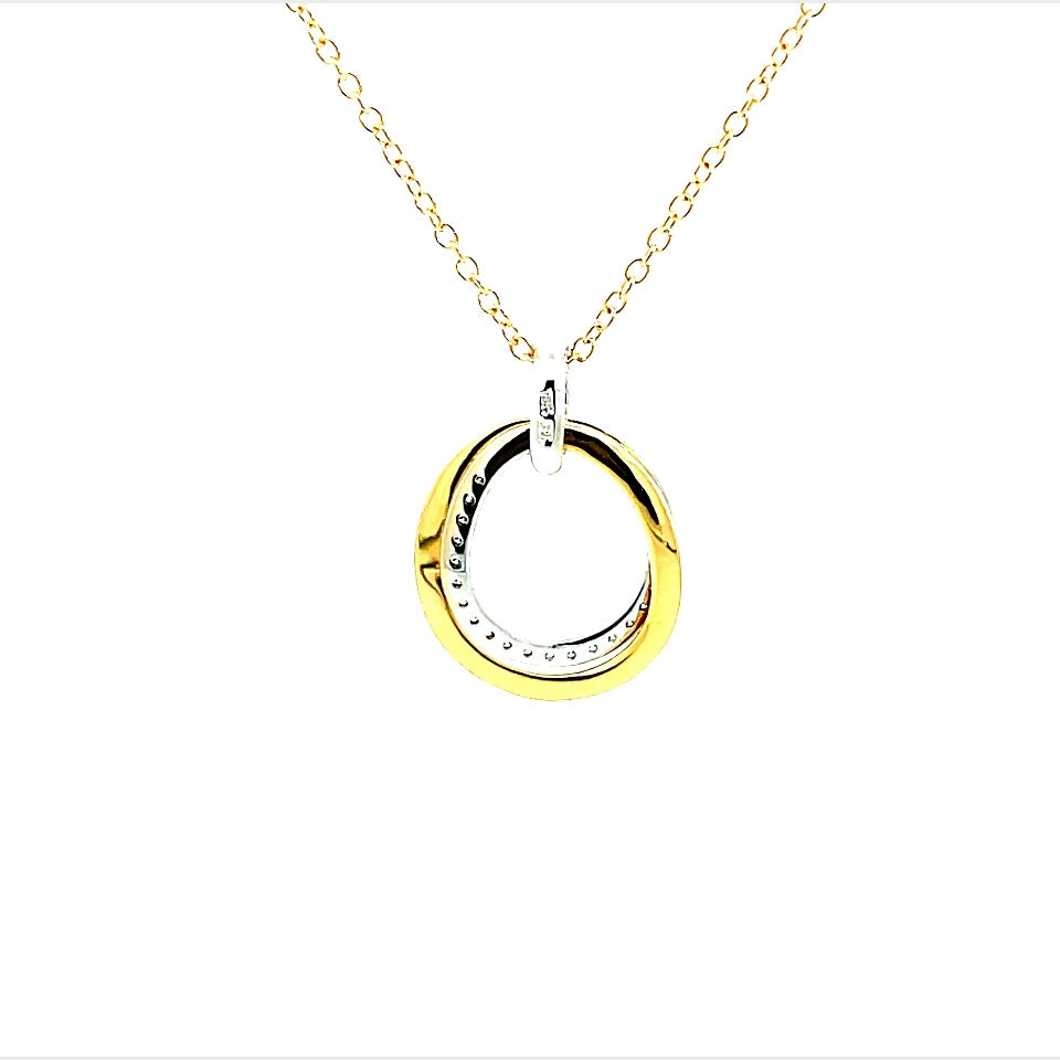 18K Yellow And White Gold Diamond Circle Pendant (.29ctw) 
