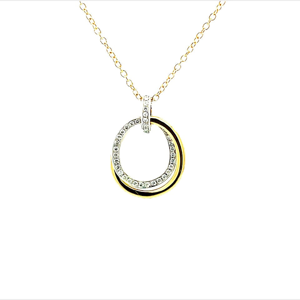 18K Yellow And White Gold Diamond Circle Pendant (.29ctw) 