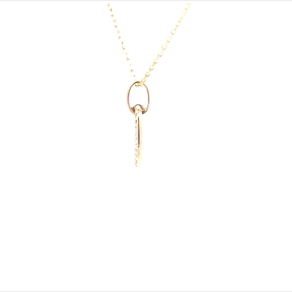 18K Yellow Gold Pave Diamond Paperclip Pendant (.21ctw) 
