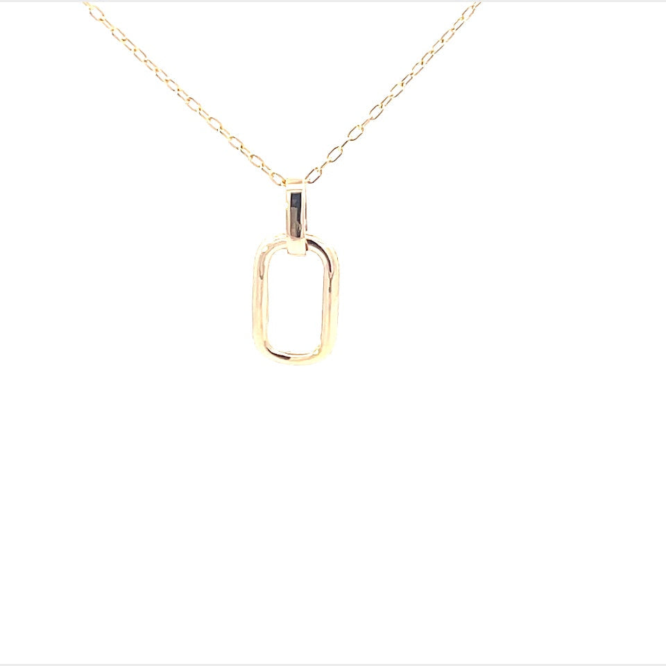 18K Yellow Gold Pave Diamond Paperclip Pendant (.21ctw) 