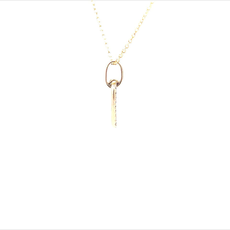18K Yellow Gold Pave Diamond Paperclip Pendant (.21ctw) 