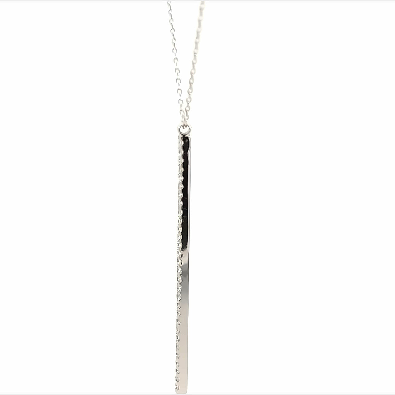 18K Yellow Gold Pave Diamond Bar Drop Pendant (.58ctw) 