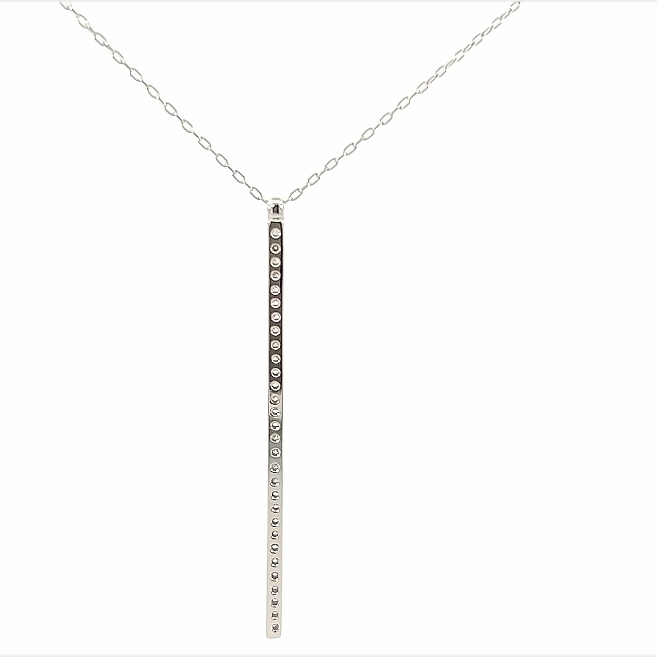18K Yellow Gold Pave Diamond Bar Drop Pendant (.58ctw) 