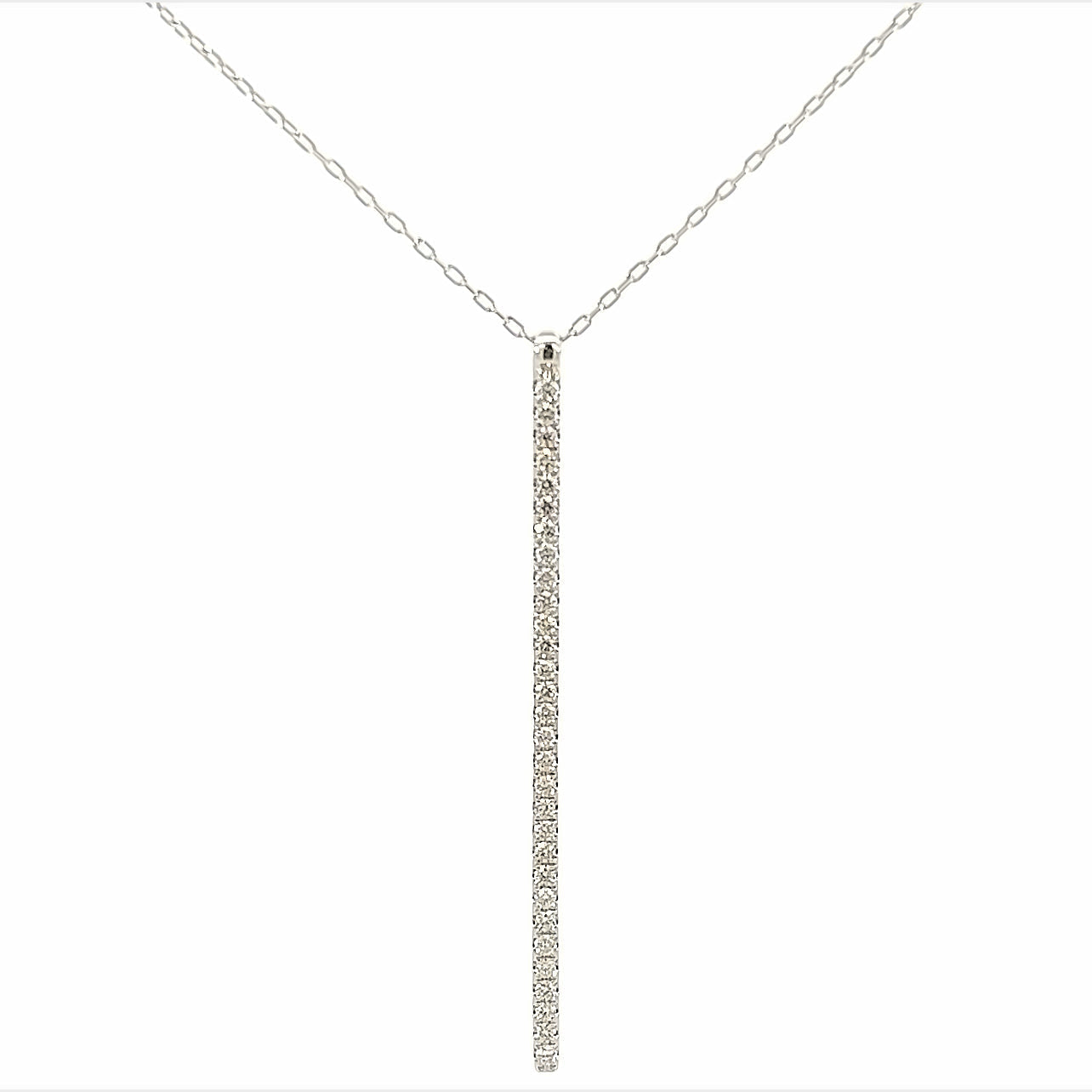 18K Yellow Gold Pave Diamond Bar Drop Pendant (.58ctw) 