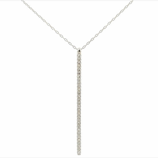 18K Yellow Gold Pave Diamond Bar Drop Pendant (.58ctw) 
