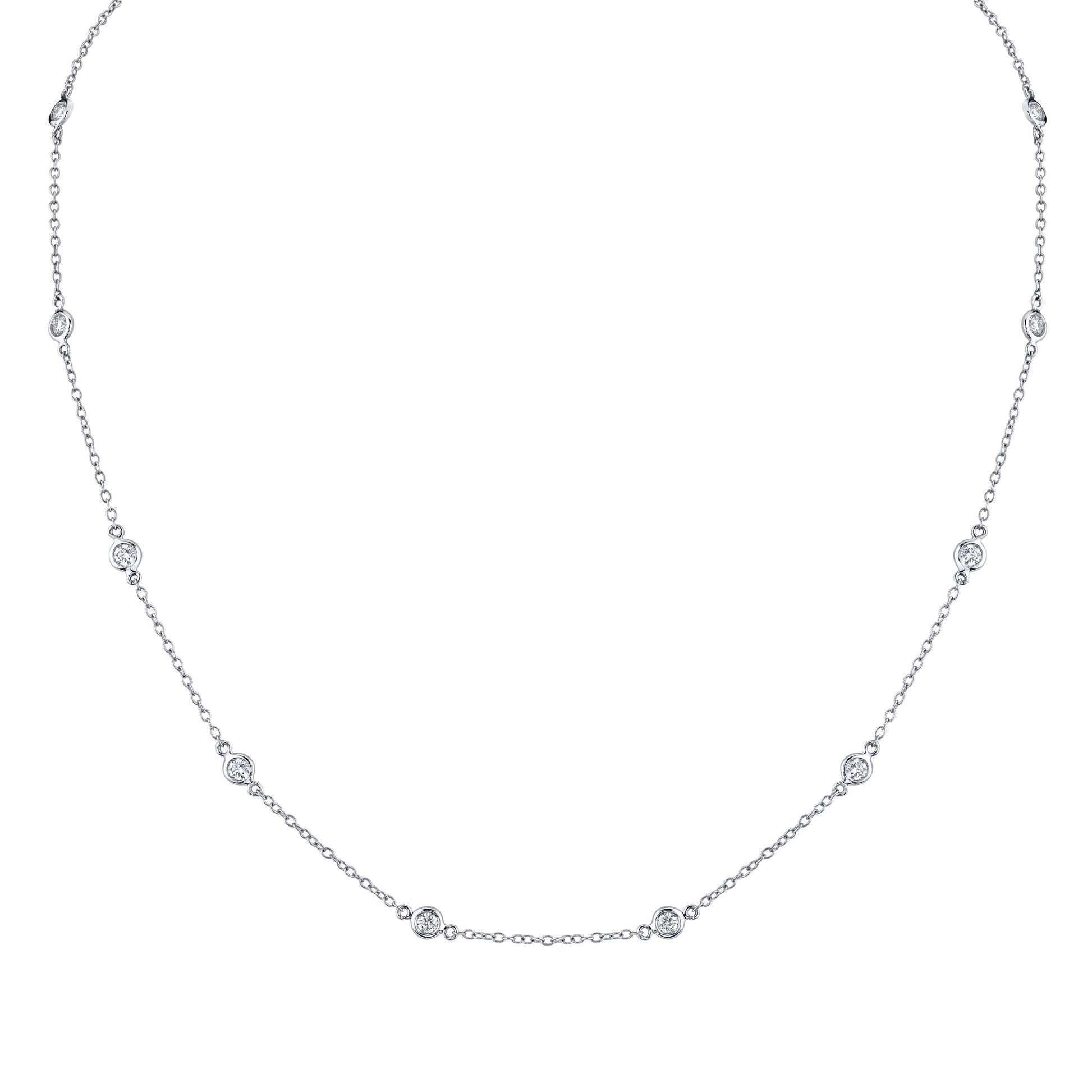 14K White Gold Diamonds By The Yard Necklace (.75ctw)