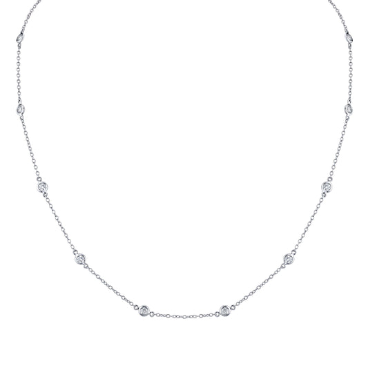 14K White Gold Diamonds By The Yard Necklace (.75ctw)