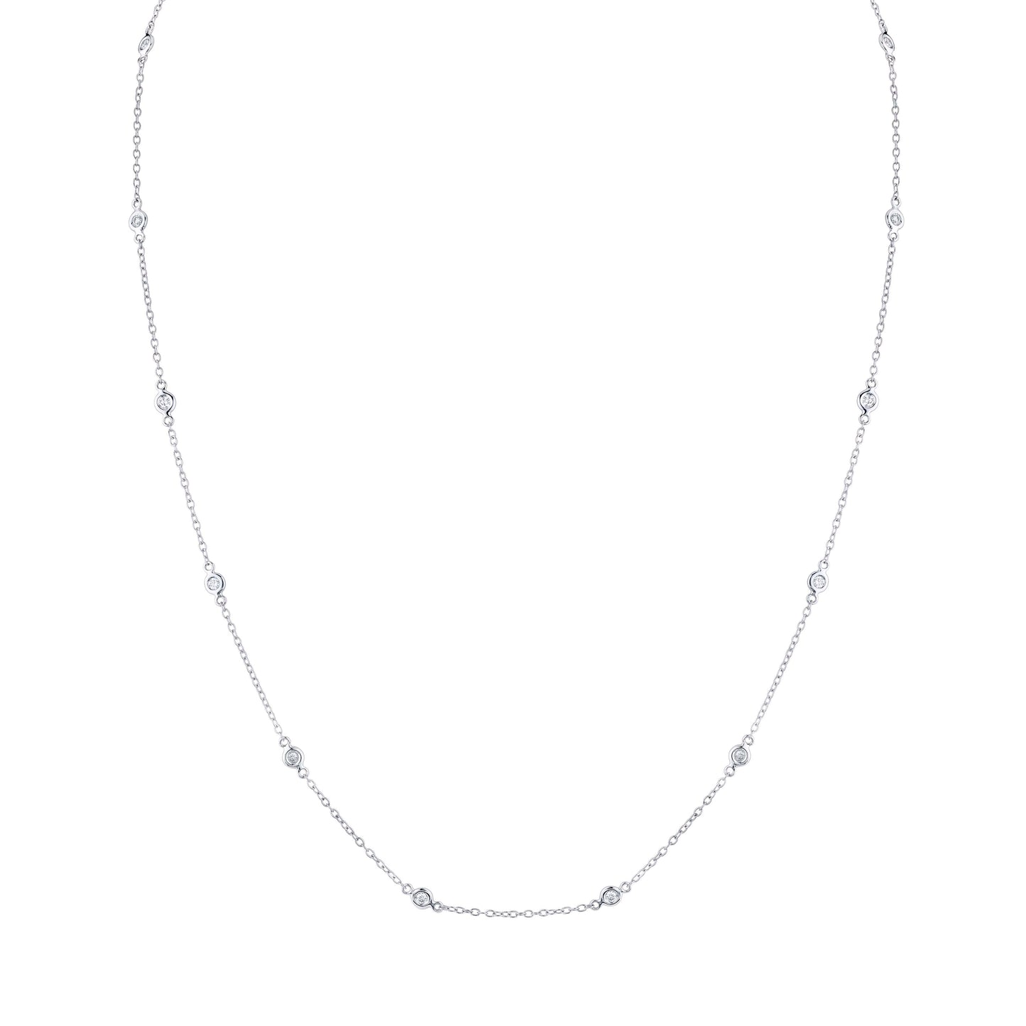 14K White Gold Diamonds By The Yard Necklace (.33ctw)