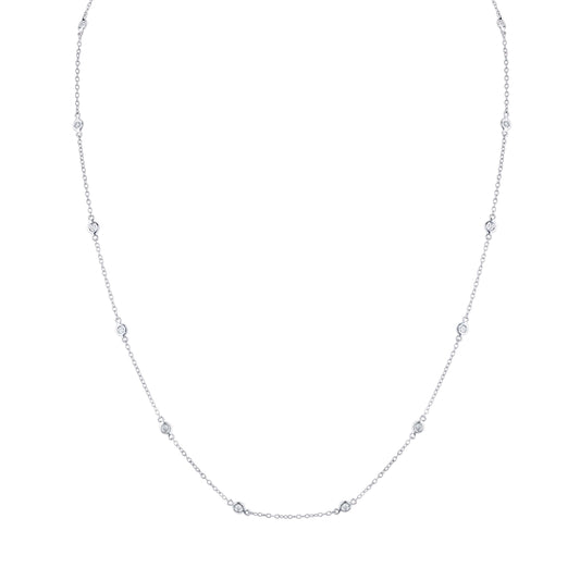 14K White Gold Diamonds By The Yard Necklace (.33ctw)