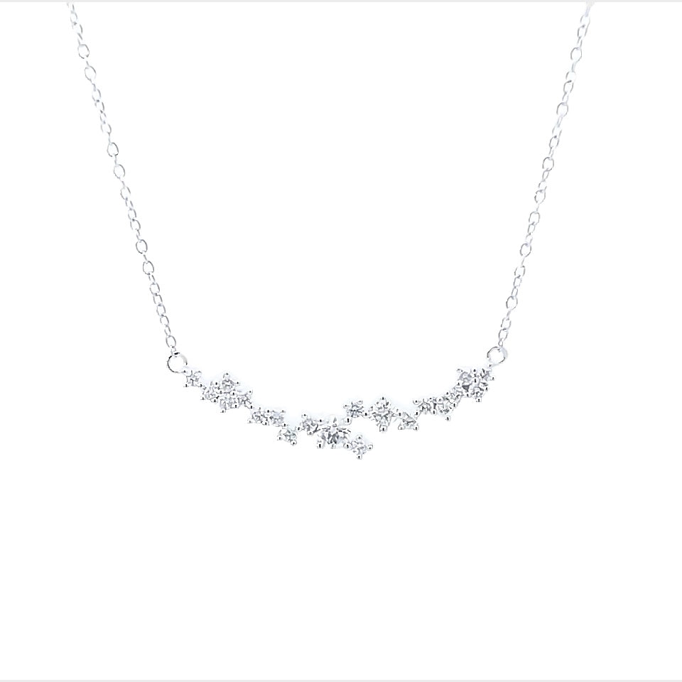 14K White Gold Floating Diamond Bar Necklace (.55ctw) 
