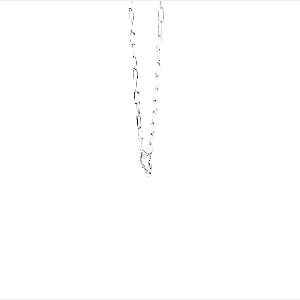 14K White Gold Paperclip Style Pave Diamond Necklace (.21ctw)