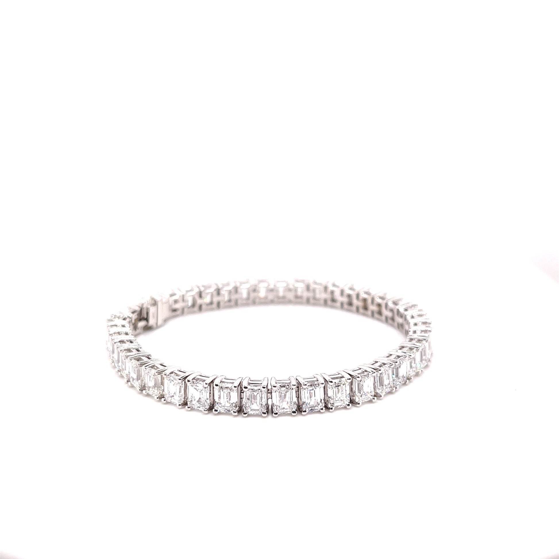 14K White Gold Lab-Grown Emerald Cut Diamond Tennis Bracelet (21.28ctw) 