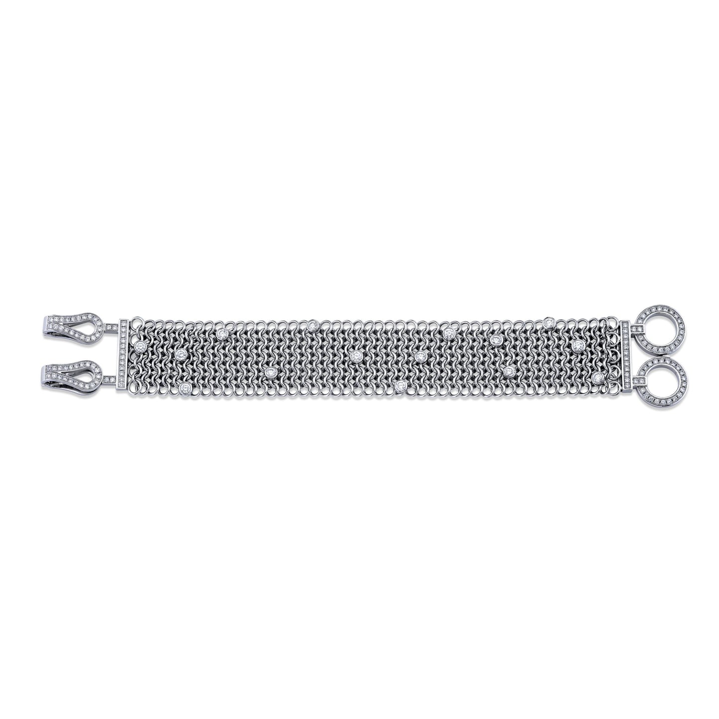 Platinum Handmade Link Bracelet With Round Diamond Accents (3.50ctw)