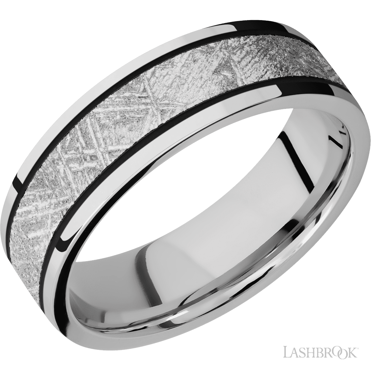 Cobalt Chrome with Polish Finish and Meteorite Inlay