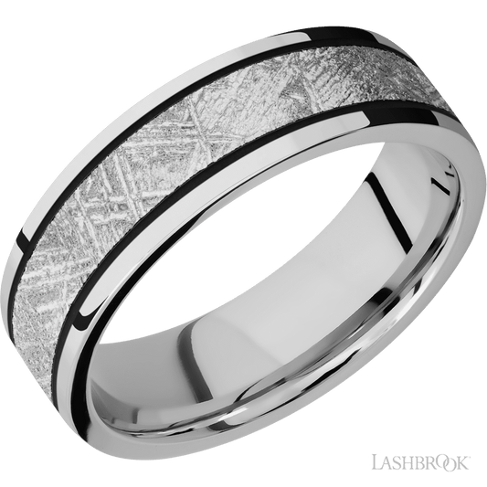 Cobalt Chrome with Polish Finish and Meteorite Inlay