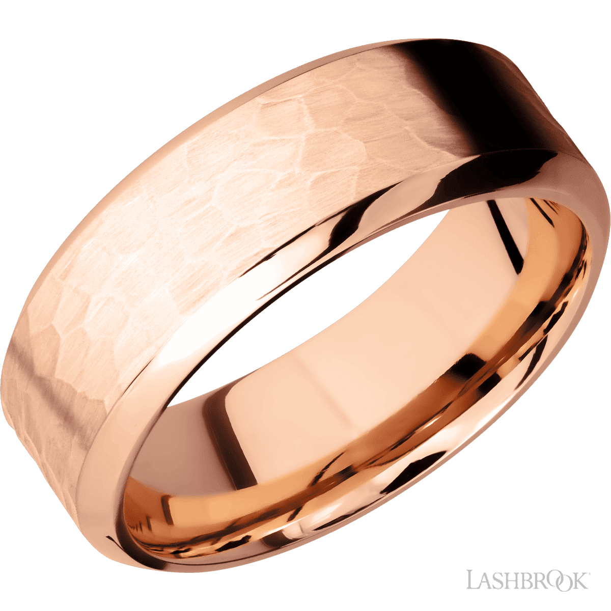 14K Rose Gold with Hammer , Polish Finish