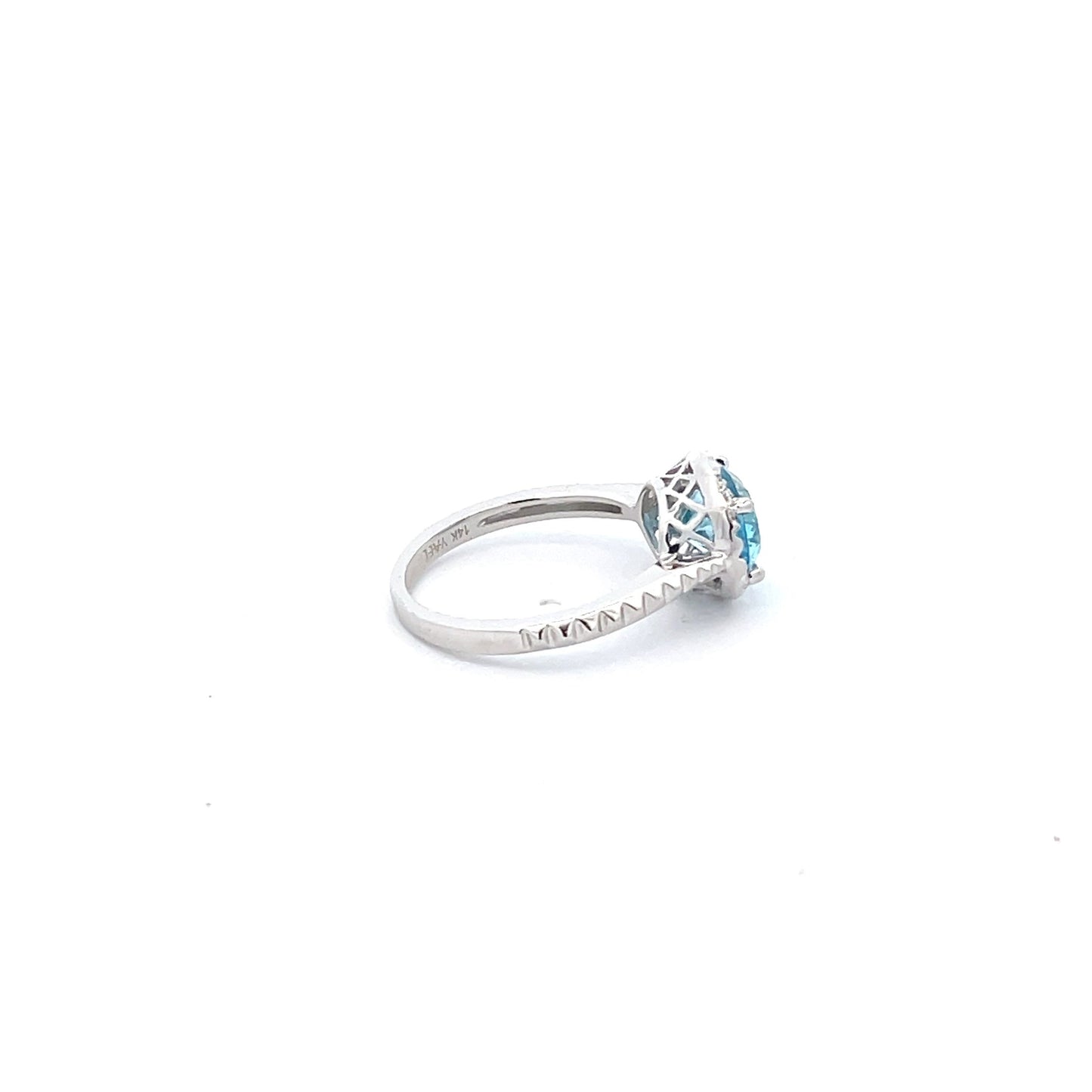 14K White Gold Oval Fantasy Cut Swiss Blue Topaz Halo Ring (2.34ctw) 